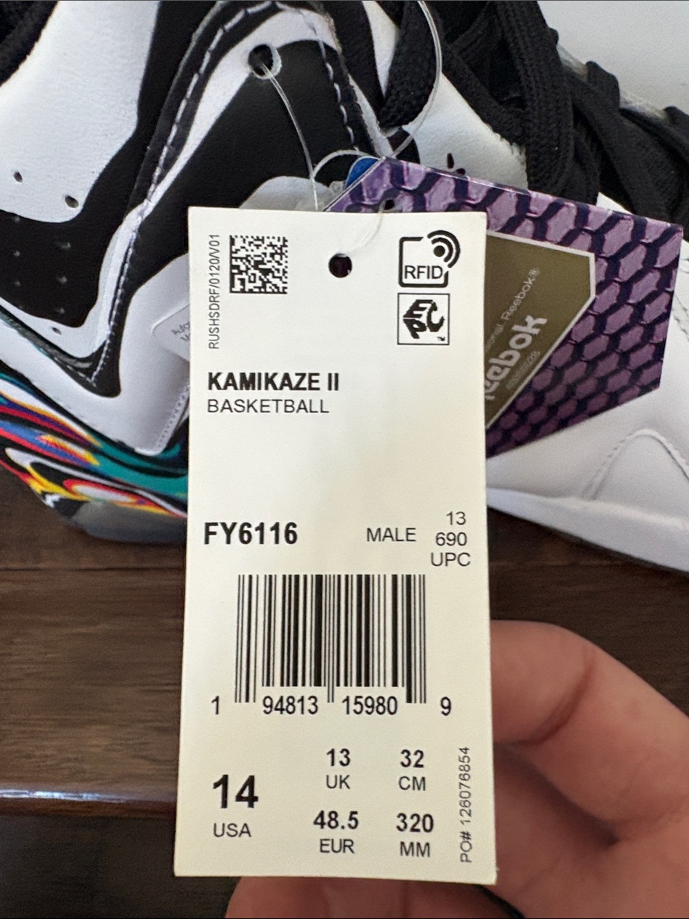Reebok White Multicolor Athletic Shoes Kamikaze 2’s Peace Day colorway - Picture 10 of 12